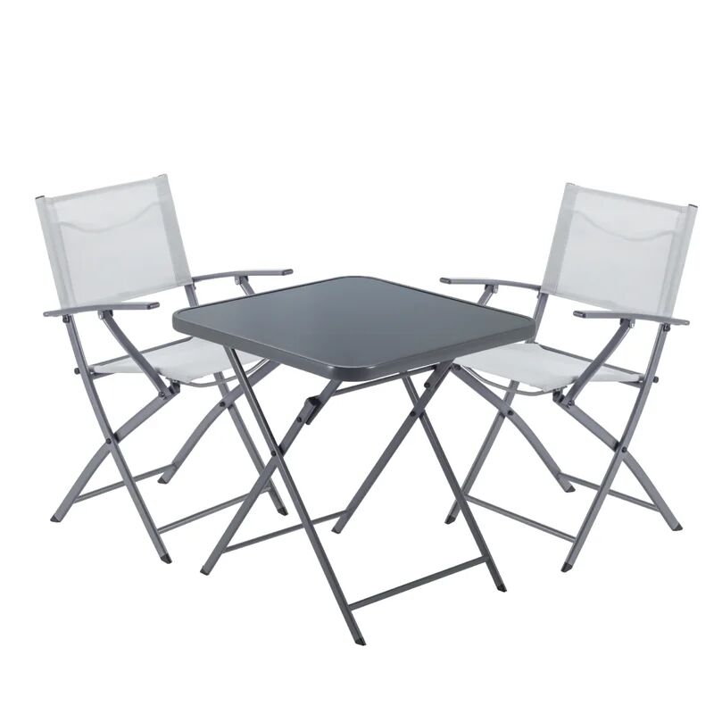 naterial set tavolo e sedie emys  in acciaio per 2 persone,  blu