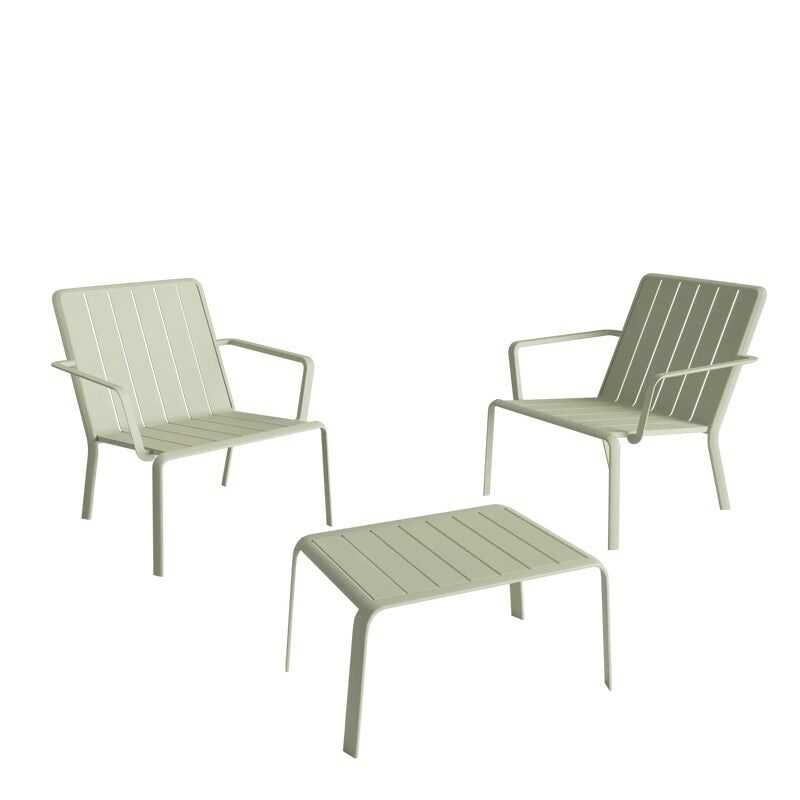 naterial set tavolo e sedie idaho  in alluminio per 2 persone,  verde