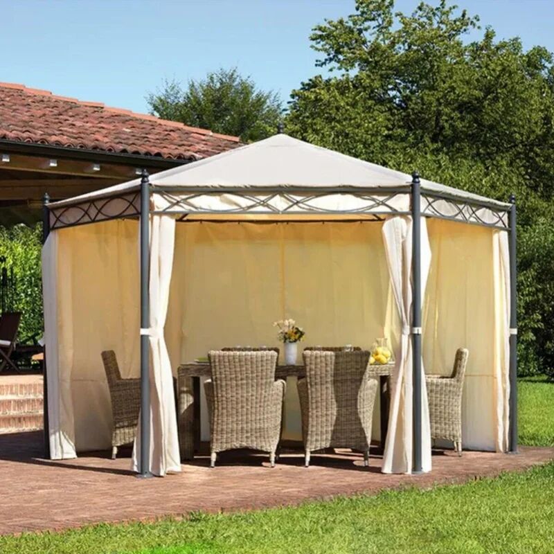 leroy merlin gazebo garden in ferro, copertura bianco l 400 x p 400 x h 274 cm