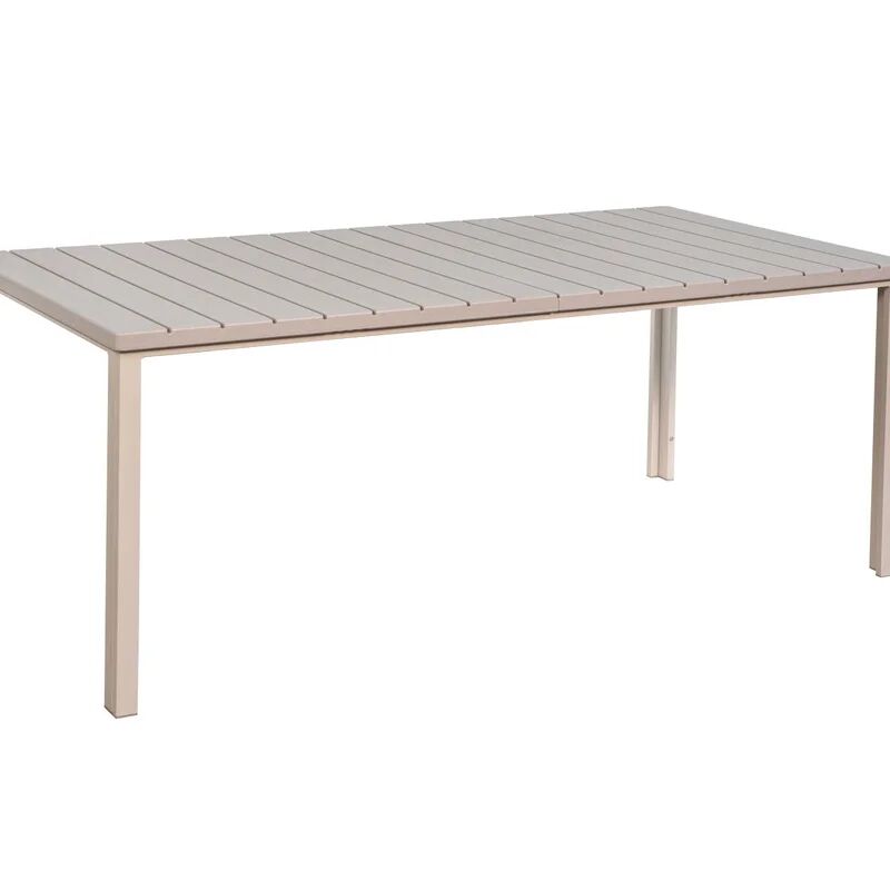 new garden tavolo da pranzo per giardino california in acciaio con piano in polietilene beige 180x90cm