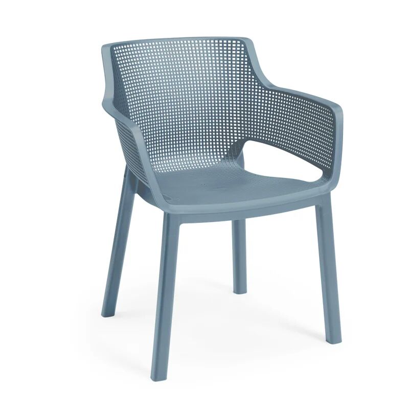 keter sedia da giardino senza cuscino elisa  con braccioli in polipropilene con seduta in polipropilene azzurro