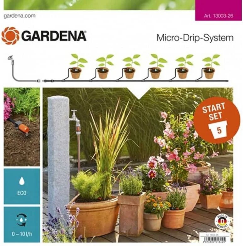 gardena kit irrigazione sistema micro-drip per 15 vasi