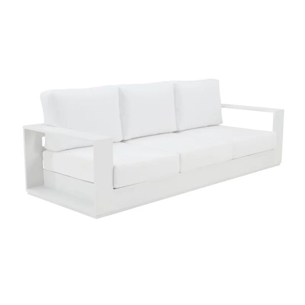 naterial divano da giardino con cuscino lagun  con braccioli in alluminio, seduta in textilene bianco