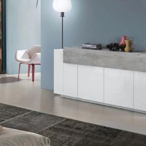 Leroy Merlin Mobile credenza CORO L 200 x H 85.5 P 45 cm bianco lucido e grigio