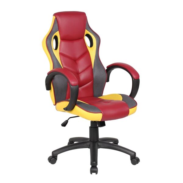 leroy merlin sedia da gaming con braccioli las vegas, nero e rosso e giallo
