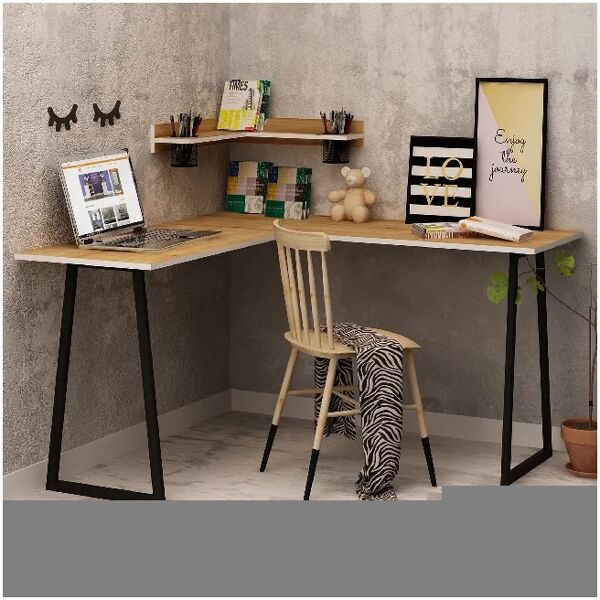 homemania scrivania tarly in truciolare melaminico, mfc, piedini: metallo, legno,