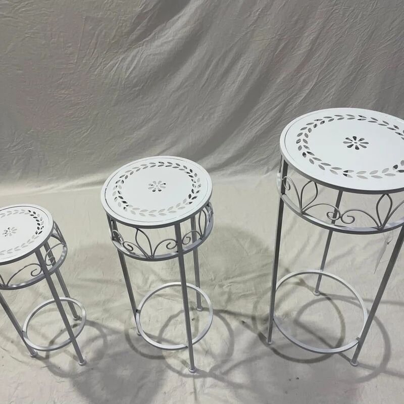 leroy merlin mobile set 3 tavolini portavaso tondi metallo in ferro  bianco l 70 cm