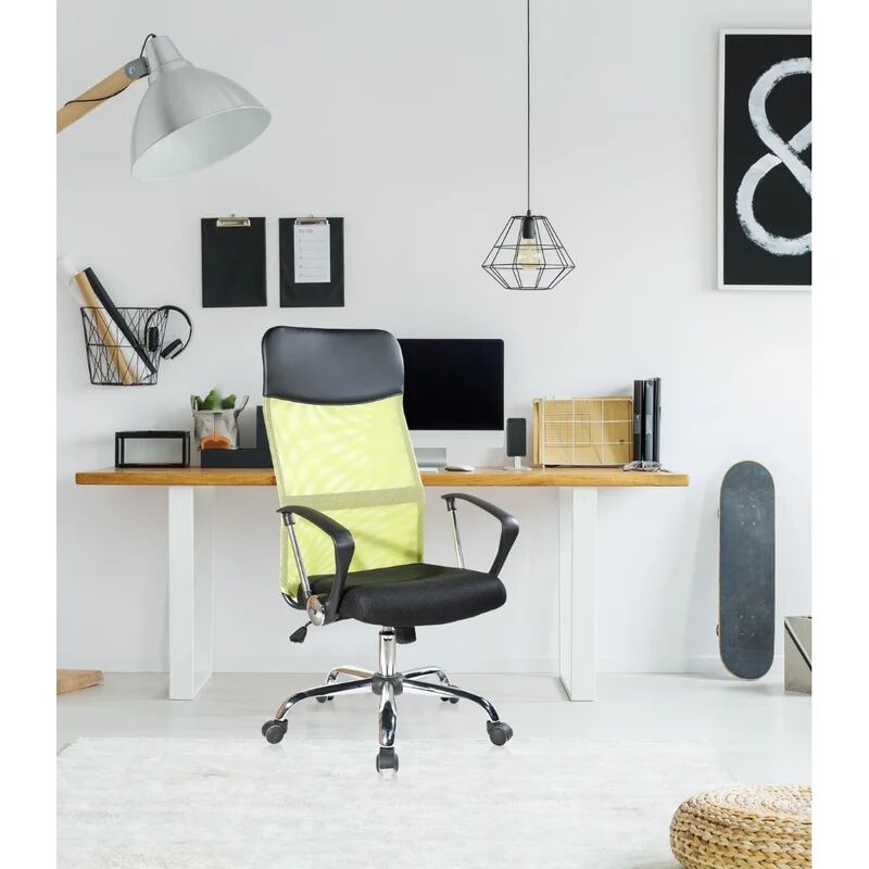 rebecca mobili poltrona sedia ergonomica nera verde ufficio 113/123x57,5x58,5