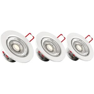 YANTEC Set da 3 pezzi Faretto da incasso LED Tris tondo bianco, orientabile foro incasso 6.5 cm luce bianco caldo