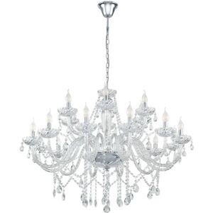 EGLO Lampadario Neoclassico Basilano 1 trasparente, cromo in acrilico, D. 100 cm, 18 luci,