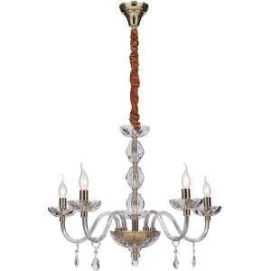 LUCE AMBIENTE DESIGN Lampadario Neoclassico Riflesso oro in cristallo, D. 51 cm, L. 74 cm, 5 luci,