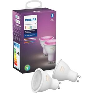 Philips Set da 2 lampadine HUE COLOR BLUETOOTH, LED,  faretto, trasparente, rgb, 6.5W= 350LM (equiv 50 W), 43° dimmerabile,