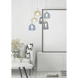 MILOOX Lampadario Glamour X-Ray oro/ambra in vetro, D. 60 cm, 6 luci,