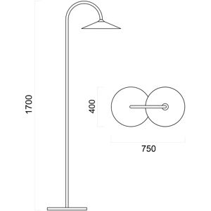 LUMICOM Lampada da terra CHAPEAU bianco, H 185 cm, E27 MAX42W