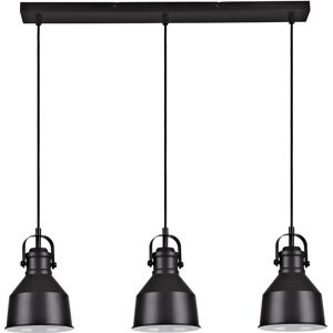 Inspire Lampadario Industriale Ezio nero in acciaio, D. 15 cm, L. 76 cm, 3 luci,