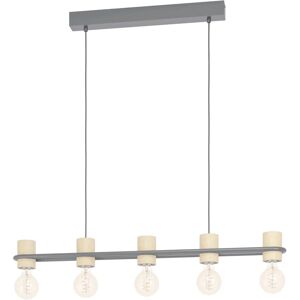 EGLO Lampadario Industriale Chieveley nero in acciaio, L. 88.5 cm, 5 luci,