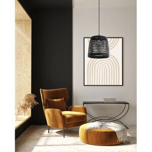 LUSSIOL Lampadario Natura Lima nero in rattan, D. 30 cm, L. 90 cm,