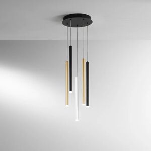 LUCE AMBIENTE DESIGN Lampadario Moderno Pype LED multicolore, in ferro, D. 25 cm, 5 luci, 2350 LM,