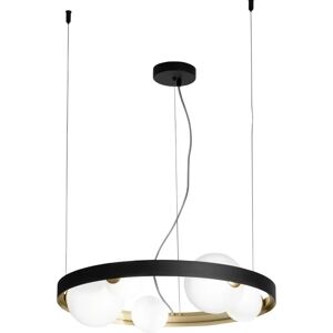 LUCE AMBIENTE DESIGN Lampadario Glamour Sonetto nero / oro in alluminio, D. 55 cm, 5 luci,