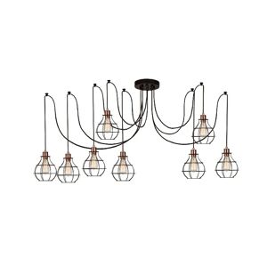 HOMEMANIA Lampada a Sospensione Wire-Fall in Rame, Vernice Elettrostatica, Rame, Nero,