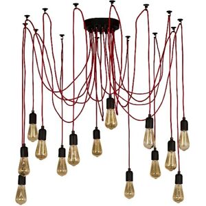 HOMEMANIA Lampada a Sospensione Wire in Metallo, Vernice Elettrostatica, Rosso, Nero,