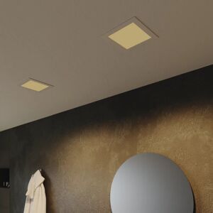 inspire faretto da incasso led integrato extraflat quadrato bianco, foro incasso 1,9 cm luce passaggio dal bianco caldo al bianco neutro