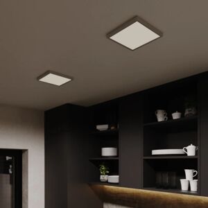 inspire plafoniera led sanoa quadrato nichel, foro incasso 22,5 cm luce passaggio dal bianco caldo al bianco neutro