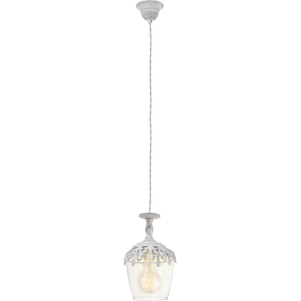 eglo lampadario rustico vintage bianco, trasparente in inox, d. 17 cm,