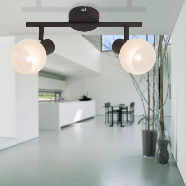 brilliant faretto decorativo senza fonte luminosa 2 luci gabon marrone, bianco in ferro e14 40w