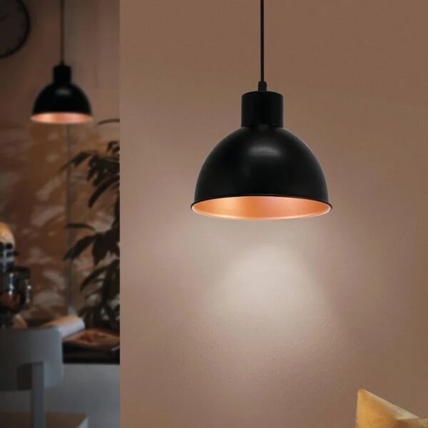 eglo lampadario industrial truro 1 nero in metallo, d. 21.0 cm, l. 0 cm,