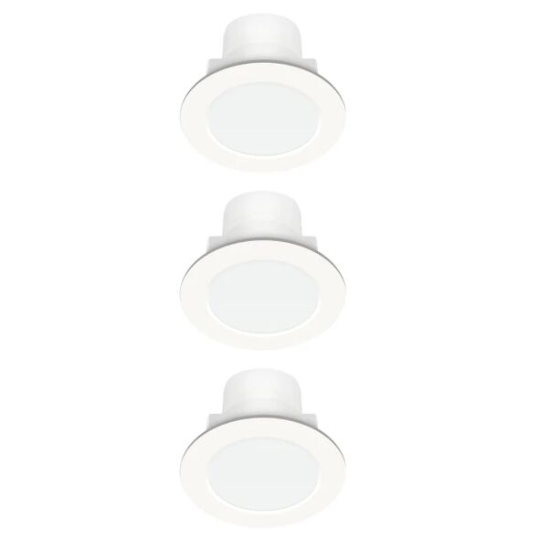 leroy merlin set da 3 pezzi faretto da incasso led auto-alimentato rovigo tondo bianco, foro incasso 6.5 cm luce bianco naturale