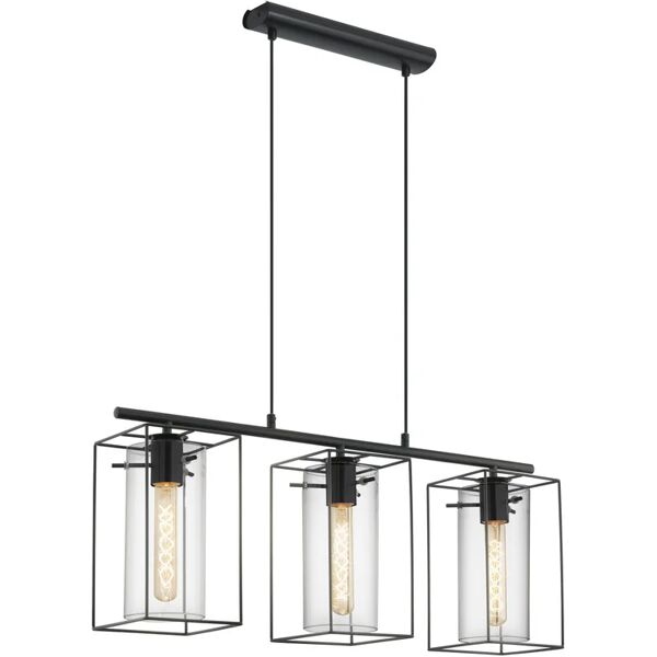 eglo lampadario moderno loncino nero in inox, d. 15 cm, l. 15.0 cm, 3 luci,