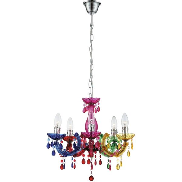 leroy merlin lampadario neoclassico cuimbra2 fucsia, giallo, rosso, blu, verde in acrilico, d. 44 cm, 5 luci