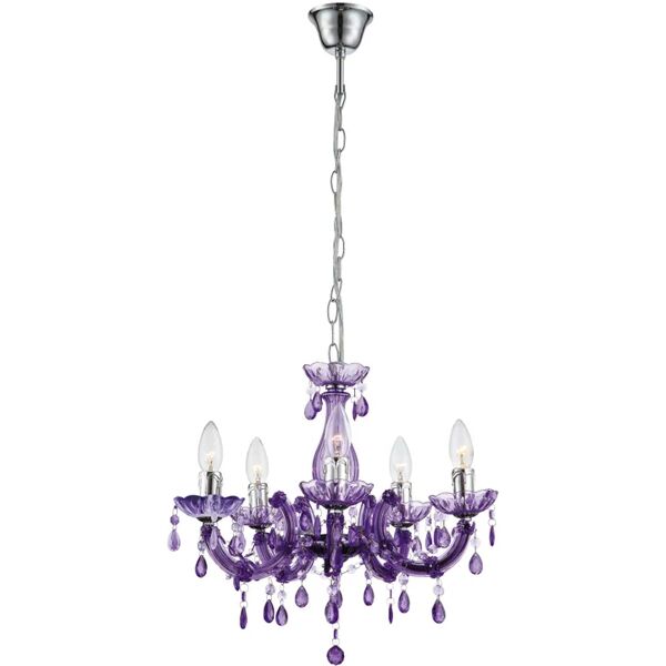 leroy merlin lampadario neoclassico cuimbra2 viola in acrilico, d. 44 cm, 5 luci