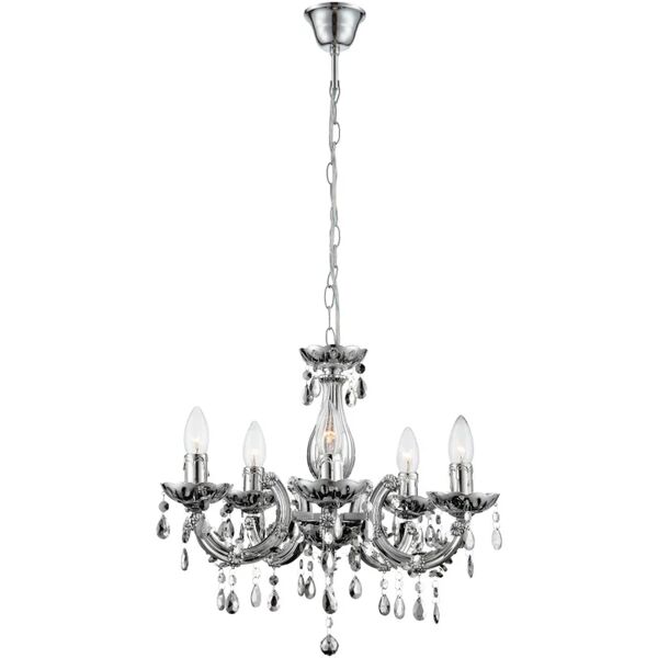 leroy merlin lampadario neoclassico cuimbra2 cromo in acrilico, d. 44 cm, 5 luci