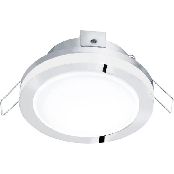 eglo faretto da incasso led pineda tondo cromo, foro incasso 6.5 cm luce bianco caldo