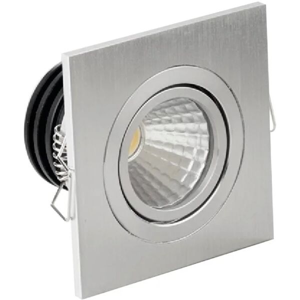 leroy merlin faretto da incasso led sylvie quadrato argento, orientabile foro incasso 6 cm luce bianco caldo