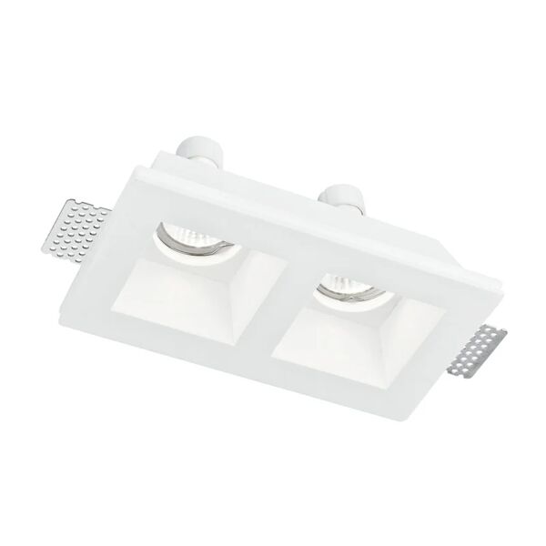 intec set da 2 pezzi, portafaretto da incasso gu10 ghost-q2, rettangolare, bianco, verniciabile, foro incasso 12,5 cm