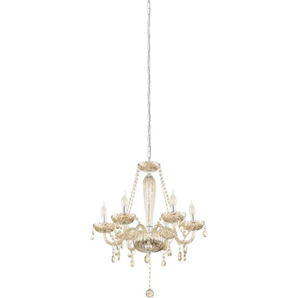 eglo lampadario neoclassico basilano ambra in acciaio, d. 72 cm, 6 luci,