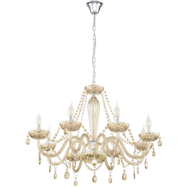 eglo lampadario neoclassico basilano ambra in acciaio, d. 82 cm, l. 0 cm, 8 luci,