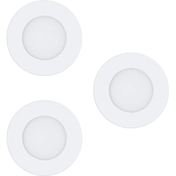 eglo set da 3 pezzi faretto da incasso led fueva-c tondo bianco, foro incasso 7,3 cm luce colore cangiante