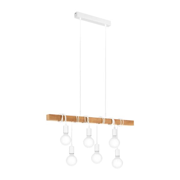 eglo lampadario natura townshend marrone in legno, d. 10.0 cm, l. 100 cm, 6 luci,