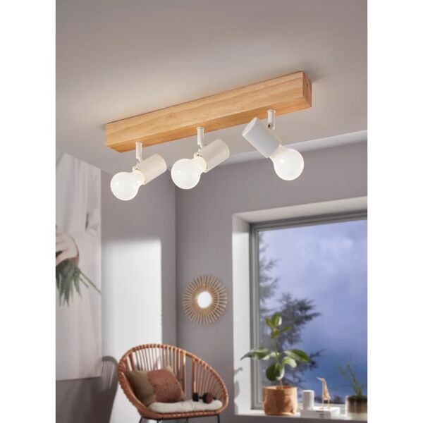 eglo faretto decorativo senza fonte luminosa 3 luci townshend bianco e27 60w