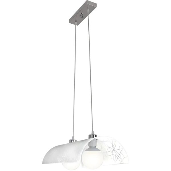 novecento lampadario neoclassico elle bianco in ferro, l. 60 cm, 2 luci,