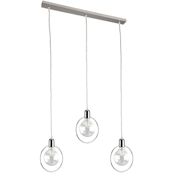 novecento lampadario moderno simply cromo in ferro, d. 60 cm, l. 60 cm, 3 luci,