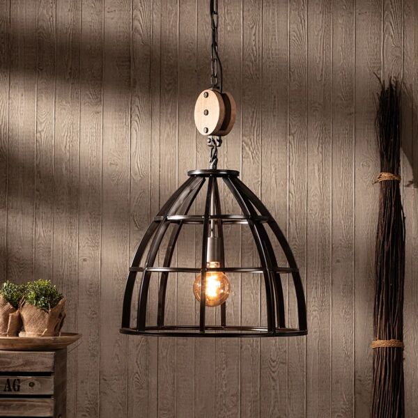 brilliant lampadario industriale matrix nero in ferro, d. 47 cm,