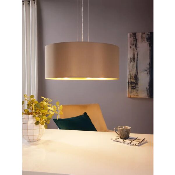 eglo lampadario glamour maserlo oro, tortora in inox, d. 53 cm, 3 luci,