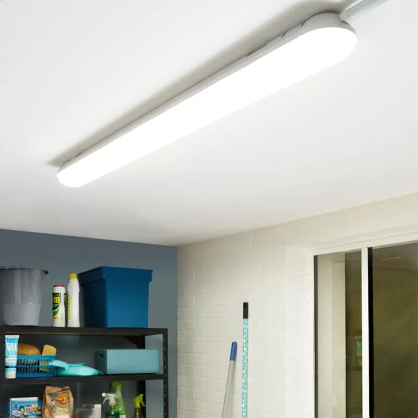 inspire reglette led per garage stagna volga, luce bianco naturale, 120 cm, 2 x 56w 5750lm ip65