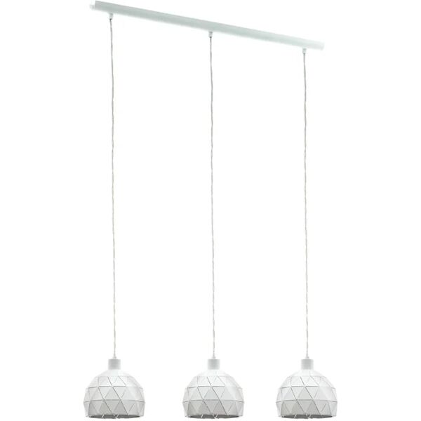 eglo lampadario design roccaforte bianco in inox, l. 110 cm, 3 luci,