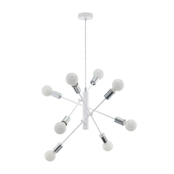 eglo lampadario moderno gradoli bianco/ cromo in acciaio, d. 71.0 cm, l. 0 cm, 8 luci,